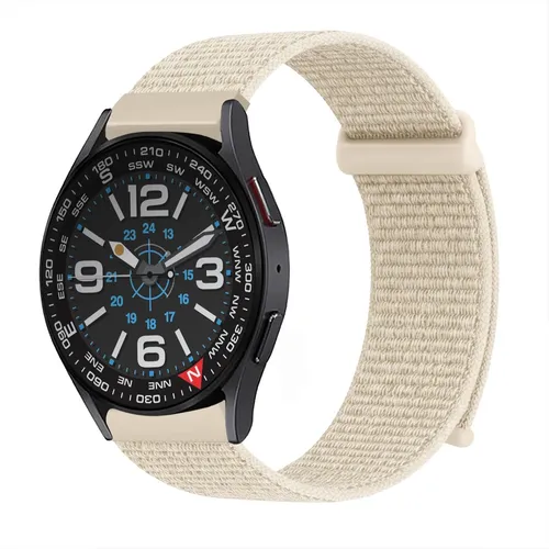 Smartwatch Armband für Samsung Galaxy Watch6 Classic 47mm Textil Klett Beige