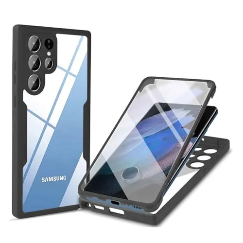 Grad Hülle Kompatibel mit Samsung Galaxy S22 Ultra | Handyhülle mit eingebautem Displayschutz für Galaxy S22 Ultra | Schwarz 360
