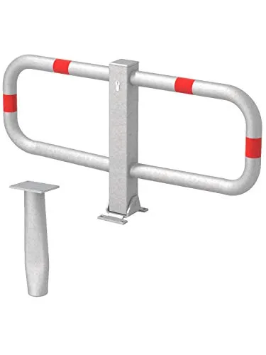Alberts Parkbügel Stoppy I, klappbar und abschließbar - Parkplatzsperre aus feuerverzinktem Stahl, klappbar und mit Zylinderschloss für optimalen Schutz vor Falschparkern.
