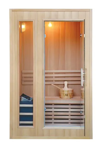 Traditionelle Outdoor-Sauna für 1-2 Personen mit Dampffunktion - Kompakte Sauna für 1-2 Personen, aus hochwertigem Massivholz. Genießen Sie entspannende Momente mit Dampffunktion und moderner Ausstattung.