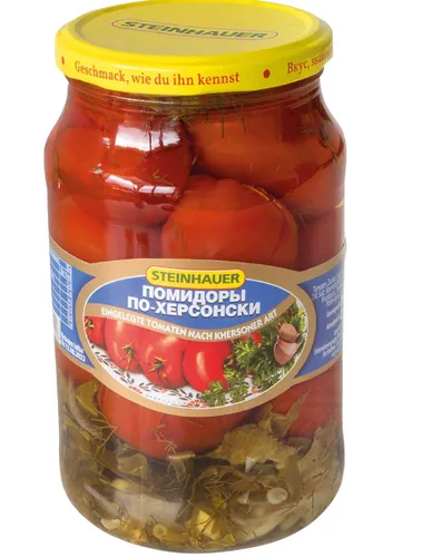 Eingelegte Tomaten nach khersoner Art 850ml - Eingelegte Tomaten, vegan und scharf, ideal für die mediterrane Küche. Perfekt als Snack oder Beilage, 850ml für langanhaltenden Genuss.