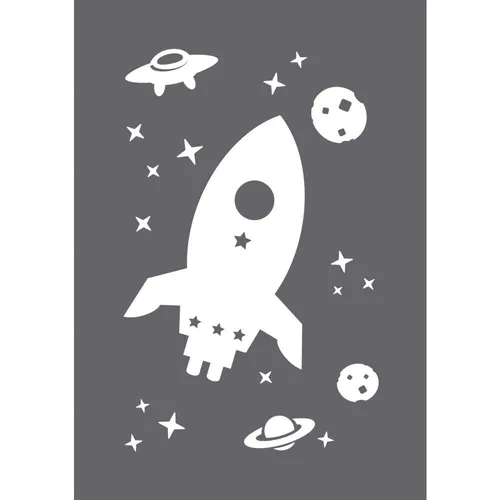 Siebdruck Schablone Space A5, Rakete, Weltall, für Textilien, Holz, Leinwand, ..