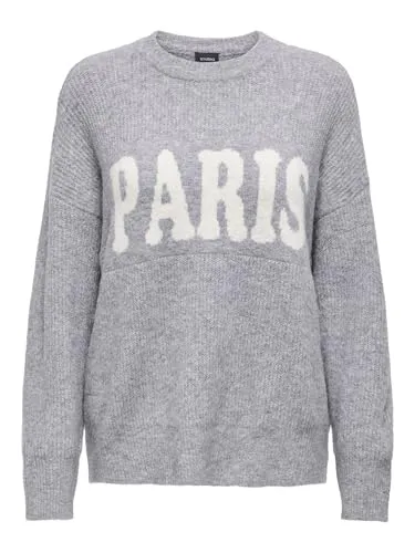 ONLY ONLJERICO L/S Pullover KNT NOOS - Eleganter Strickpullover grau XL - Pullover aus Feinstrick, wärmend und elegant, ideal für stilvolle Auftritte. Pflegeleicht bei 30°C Maschinenwäsche, Regular Fit für perfekten Tragekomfort.