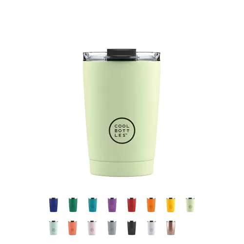 Cool Bottles - Tumbler - Thermobecher aus Edelstahl - 330 ml - Pastel Green - Thermoskanne für Kaffee - Luftdichter Deckel - Kalte Getränke 10 Stunden und heiße Getränke 5 Stunden - Fleckabweisend