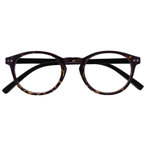 OPULIZE Zen Fernbrille Kurzsichtigkeit Kleine Runde Rahmen Federscharniere Kratzfest Dunkelbraune Schildpatt Herren Damen M24-2 -2.00