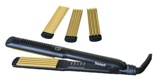 Steinbach Cute Crimp Straightener - 3 in 1 Glätteisen mit Turmalin - Glätteisen für alle Haartypen, 3 in 1 Funktion zum Glätten, Crimpen und Wellen, haarschonende Keramikbeschichtung mit Turmalin und 5 Temperaturstufen für individuelle Stylingmöglichkeiten.