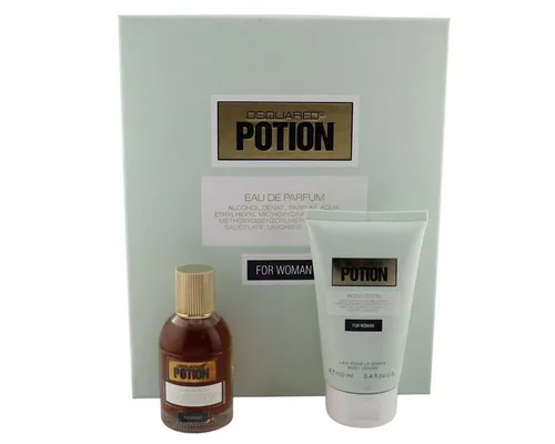 Dsquared Potion Eau de Parfum Spray 50ml mit Body Lotion 100ml - Damenparfüm: Dsquared Potion, verführerische Duftkombination und pflegende Body Lotion für ein rundum sinnliches Erlebnis.
