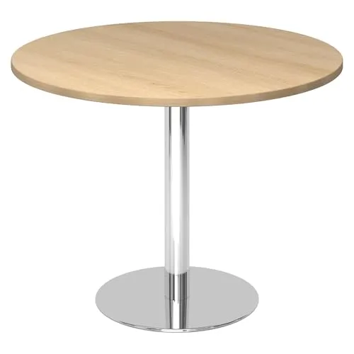 bümö Besprechungstisch 100 cm - runder Esstisch für 2 Personen - Kinderschreibtische mit robuster, kratzfester Tischplatte und stabiler Metall-Säule. Ideal für kurze Besprechungen oder als kleiner Esstisch im Büro.