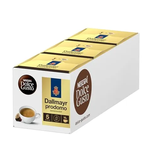 NESCAFÉ DOLCE GUSTO DALLMAYR prodomo Kaffeekapseln 3er Pack - Kaffeekapseln & Pads mit feinsten Arabica-Hochlandbohnen für ein vollmundiges Kaffeeerlebnis, schnell und einfach zubereitet.