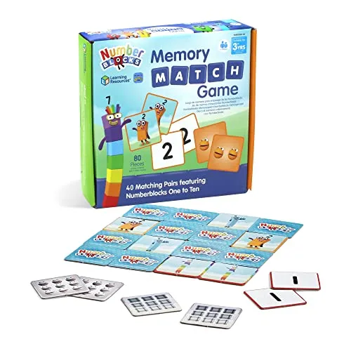 Learning Resources Numberblocks Memoryspiel für Kinder ab 3 Jahren, Spiel zum Bilden von Bildpaaren, Reisespiel mit 4 verschiedenen Zuordnungsmöglichkeiten, Blau