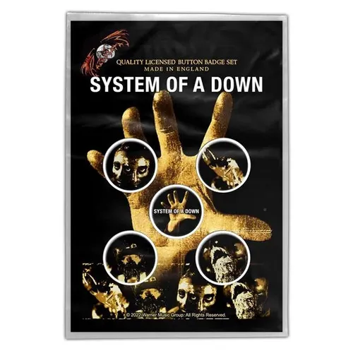 SYSTEM OF A DOWN BUTTONSET BADGES SET ANSTECKERSET # 4 FIRST LP S/T COVER PINS