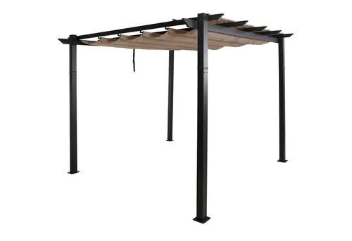 Berlinlodge Pergola Creme, Metall 300x240 cm - Moderne Pergola für Garten, bietet effektiven Sonnen- und Sichtschutz. Stabiler Rahmen aus pulverbeschichtetem Metall, ideal für entspannte Stunden im Freien. Selbstmontage mit Anleitung.