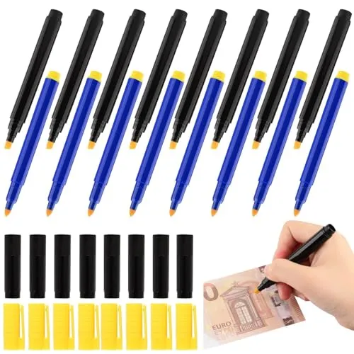 Stück Geldscheinprüfer Stift,Geldprüfstift,Falschgeld Stift, Geldscheinprüfer, Gefälschte Stift Geld, Stift Prüfer (Schwarz/Gelb) 16
