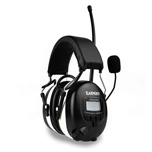Produktbild EARMUFF Gehörschutz mit DAB und FM Radio, Bluetooth & 31dB Dämmung | Radio hören & Musik vom Handy abspielen | elektronischer Ohrenschutz für Erwachsene | Schallschutz für Baustellen & Gartenarbeit