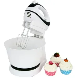Adler Handrührer AD 4206 mit rotierender Schüssel - Handmixer mit 300 Watt Leistung, ideal zum Rühren und Kneten von Teig, sorgt für müheloses Arbeiten in der Küche.