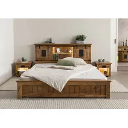 MASSIVMOEBEL24.DE Bett Mango/Altholz Natur in beige von Massivholzmöbel24