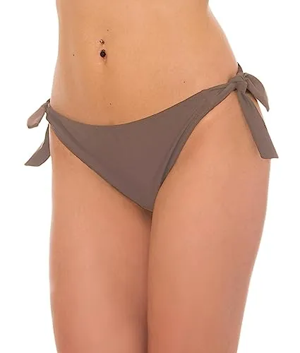 Aquarti Bikinihose Damen mit seitlicher Schnürung – Hüftslip Bikinihosen für Damen in Unifarben, Farbe: Hellbraun, Größe: 42