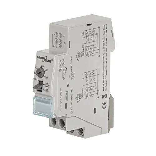GreenBlue GB114 Beleuchtungszeitschaltuhr - Regulierbare Zeitschaltuhr für DIN-Schienen mit einer max. Leistung von 2300 W, flexibel einstellbar von 30 Sekunden bis 10 Minuten.