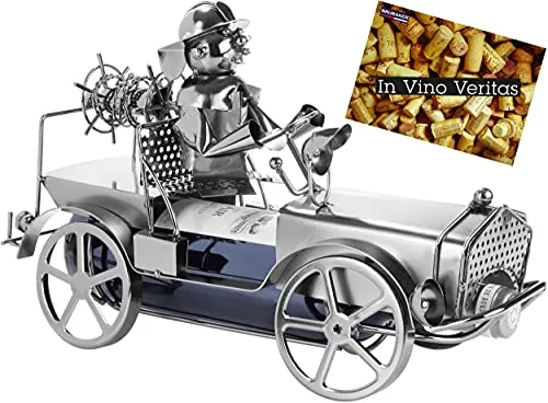 BRUBAKER Wein Flaschenhalter Feuerwehrauto - Weinregal in Form eines Feuerwehrautos, perfekte Geschenkidee für Feuerwehrmänner, max. Flaschendurchmesser 8,5 cm, Höhe 20 cm, ideal für jeden Weinliebhaber.
