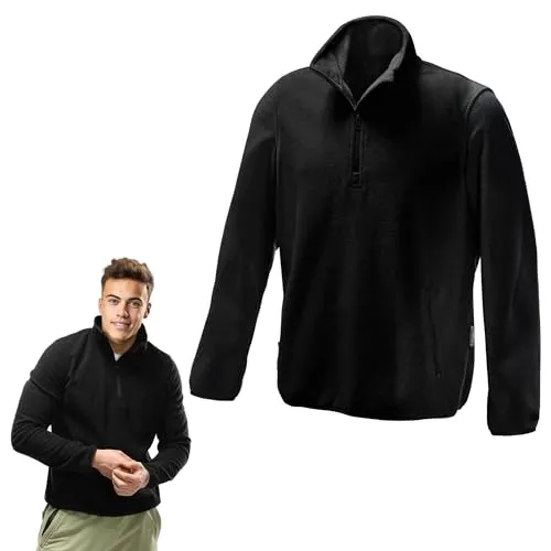 JEMIDI Herren Fleece Jacke - Halber Reißverschluss für optimalen Komfort - Funktionsjacke aus 100% Polyester, ideal für Outdoor-Aktivitäten. Doppelt gebürsteter Stoff sorgt für Wärme und zwei praktische Seitentaschen bieten Platz für persönliche Gegenstände.