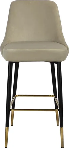 Barstuhl Moonlight 100 Taupe - Stilvoller Barhocker für Ihr Zuhause! Mit gestepptem Samtbezug und bequemer Polsterung bietet er hohen Sitzkomfort und passt perfekt in jedes Interieur.