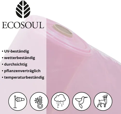 UV5 Gewächshausfolie Gartenfolie Tunnel- Tomatenhausfolie 4m Br. Meterware rosa