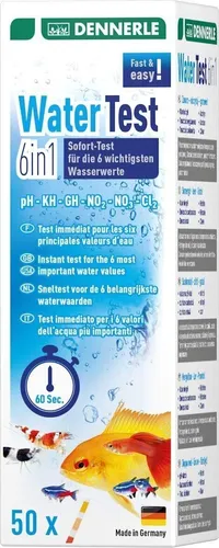 Dennerle WaterTest 6in1 Test Aquarium Süßwasser pH Härte Wasserwerte 50 Streifen
