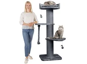 HAPPYPET Premium Kratzbaum Freddy - 150 cm großer Katzenbaum für Maine Coon, mit 20 cm dicken Sisal-Stämmen und gemütlichen Liegeflächen, ideal für Spiel und Entspannung
