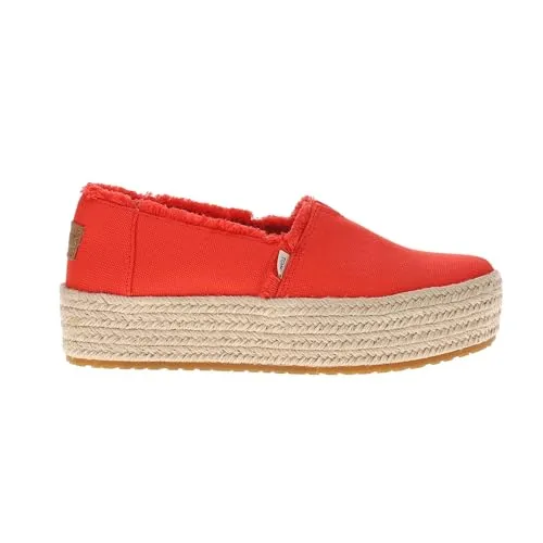 TOMS Damen Valencia Espadrilles, Flame Canvas Fray, 36.5 EU - Espadrilles für Damen mit gepolsterter Fersenkappe und CloudBound-Schaum-Sohlen für ganztägigen Komfort. Ideal für jeden Anlass dank schicker Seilplattform und vielseitigem Design.