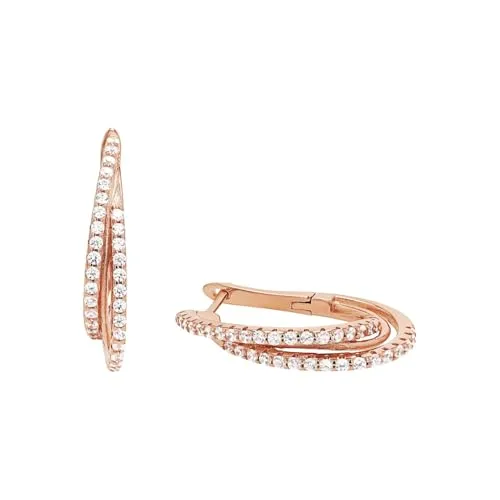 Amor Creolen 925 Sterling Silber mit Zirkonia - Elegante Ohrringe für Damen aus 925 Sterling Silber, verziert mit funkelndem Zirkonia. Ideal als Geschenk in einer schönen Schmuck Geschenk Box.