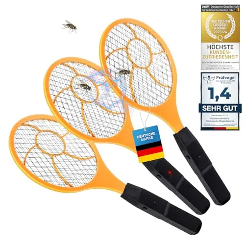 Elektrische Fliegenklatsche - Insektenvernichter für entspannte Abende (Set: 3 Stück) - Effektiver Insektenvernichter für Grillabende, Camping und mehr. Mit Knopfdruck zum störungsfreien Genuss im Freien. 100% Zufriedenheitsgarantie – testen Sie risikofrei!