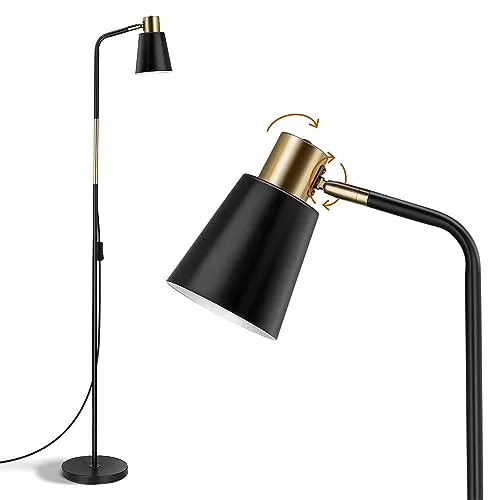 OUSFOT Leselampe Stehlampe 146cm - Retro & Verstellbar - Standleuchten & Deckenfluter, verstellbare Höhe von 87 bis 146 cm für individuelle Raumgestaltung und 360° drehbarer Lampenschirm für gemütliche Lichtstimmungen.