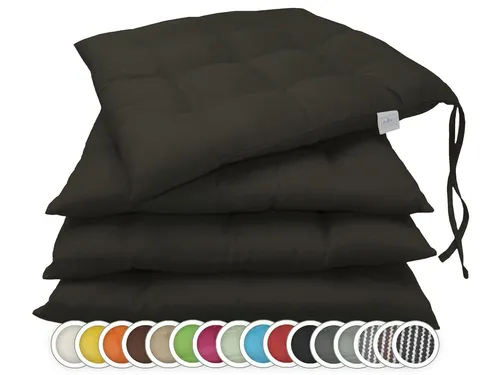 ZOLLNER Stuhlkissen 40x40 cm mit Bindebändern in schwarz von Zollner