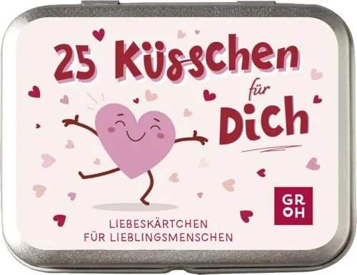 Küsschen für Dich: Liebeskärtchen für Lieblingsmenschen | Kleine Metalldose mit Liebesbotschaften als romantisches Geschenk zum Valentinstag, Jahrestag, o.ä. 25