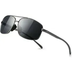 Sonnenbrille Herren Rechteckig Gunmetal Rahmen Graue Linse