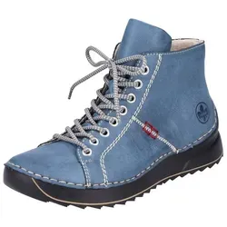 Rieker Damen Schnürstiefeletten 71510 - Wanderschuhe mit stylischem Keilabsatz, ideal für Übergangszeiten – bequem und modisch in Blau für jeden Anlass.