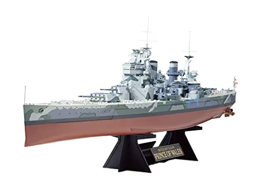 TAMIYA 1:350 Britischer Prince of Wales Schlachts., originalgetreue Nachbildung, Modellbau, Plastik Bausatz, Basteln, Hobby, Kleben, Modellbausatz, Zusammenbauen, unlackiert