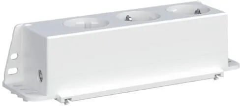 Striebel&John ZE227 3-fach Steckdose - Kleinverteilerzubehör mit 3 Euro-Steckdosen, 120° drehbaren Steckdosentöpfen und einfacher Montage auf Hutschiene oder Lochblech für maximale Flexibilität.