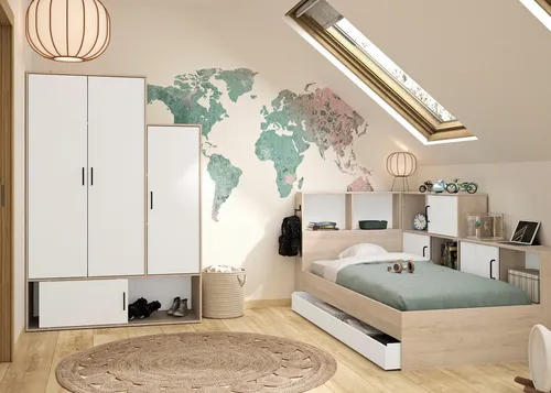 Schlafzimmer-Set GAMI, weiß (kastanie natur nachbildung)