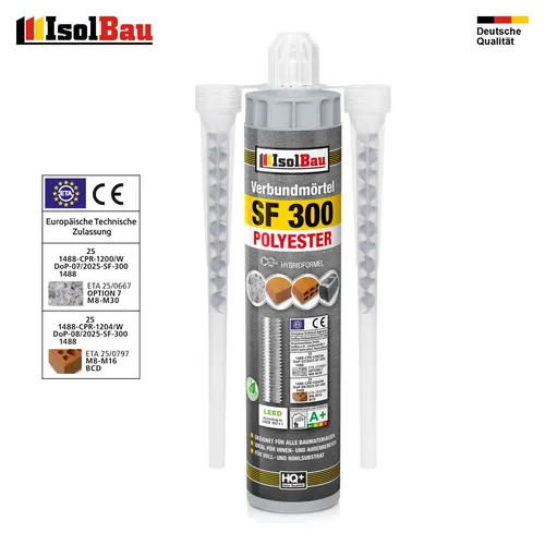 Verbundmörtel SF 300 Injektionsmörtel 1 x 300 ml Mörtel 2 x Mischer Klebemörtel