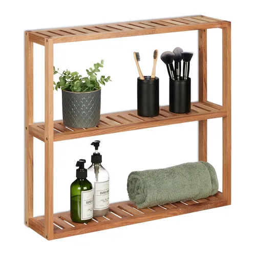 relaxdays Wandregal mit 3 Ablagen – Platzsparendes Holzregal - Das relaxdays Wandregal mit 3 Ablagen bietet viel Platz für Ihre Utensilien. Ideal für Küche und Bad, fügt sich dank des natürlichen Designs harmonisch in jede Umgebung ein. Vielseitig nutzbar und einfach zu montieren!