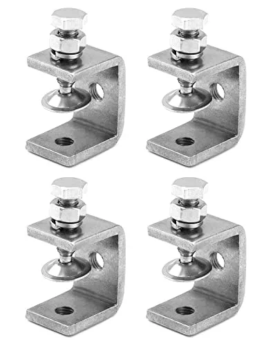 QWORK® 4 Stück 304 Edelstahl C Zwingen, Hochleistungs C Klemme, für Heimwerker Holzbearbeitung, Schweißtischlerei, Silber