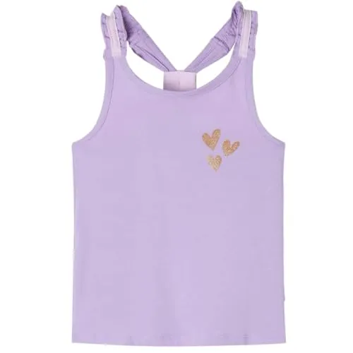 vidaXL Kinder Tank Top Glitzer-Herz Mädchen Unterwäsche Unterhemd Ärmellos Lila 128