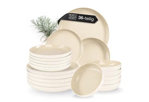 Moritz & Moritz Geschirr-Set CAVO Geschirrset - Sand (36-tlg), 12 Personen, Steinzeug, für 12 Personen aus Steinzeug