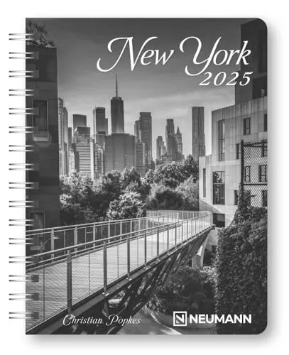 N NEUMANNVERLAGE - New York 2025 Diary, 16,5x21,6cm, Taschenkalender mit zwölf Bildseiten und Notizseiten, herausnehmbaren Planer, Jahres- und Monatsübersicht und internationales Kalendarium: Diary