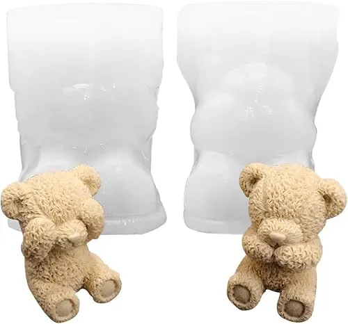 2PCS Bär Silikonform,Ice Bear Silicone Mould,Kerzen-Gießform Kerzenform Silikon Kerzenform Diy Silikonform Kerzen Gießen Formen,For Diy Cake Soap Scented Candle Coffee Milk Tea Candy Baking Decoration