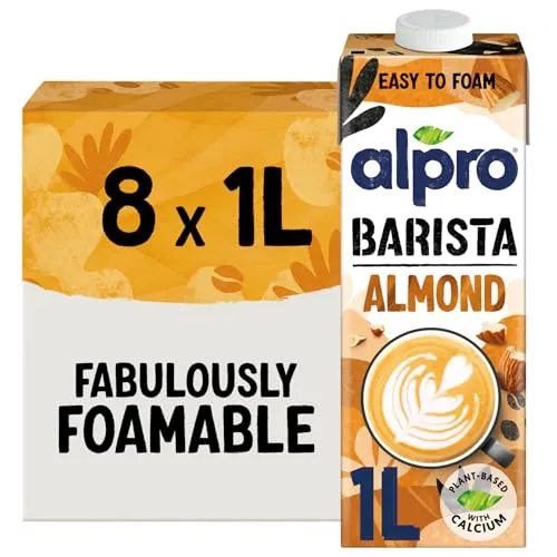 Alpro Barista Mandeldrink 1 Liter, 8er Pack - Milchersatz für Kaffeeliebhaber - Ideal zum Aufschäumen und perfekt für die Zubereitung von Kaffeespezialitäten.