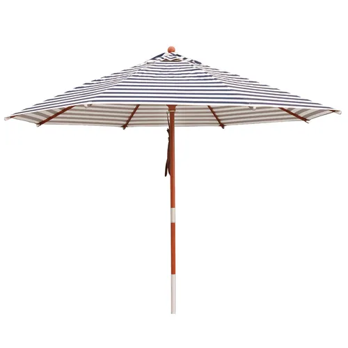 anndora® Sonnenschirm 3 m rund gestreift Blau Weiß - Sonnenschirm für Garten und Terrasse, hitzebeständig und lichtbeständig mit abnehmbarer Bespannung für einfache Reinigung.
