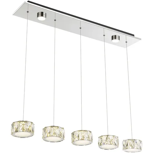 GLOBO 49350-52H Deckenleuchte LED Pendelleuchte mit Kristall - Moderne Hängelampe mit 5 LED-Lichtern und eleganter Kristalldekoration, ideal für Esszimmer, Schlafzimmer und Wohnzimmer.