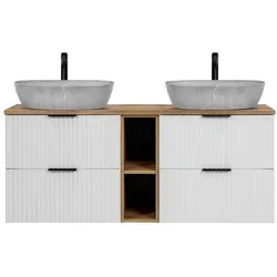 Produktbild Lomadox Waschtisch ADELAIDE-56-WHITE, 140 cm, Weiß mit Eiche Nb.
